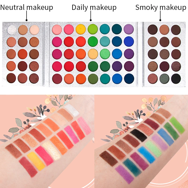 VERONNI New Makeup Eyeshadow Pallete Gorgeous Me 65 Colors Pressed Glitter Eye shadow Palette Color Board Palette