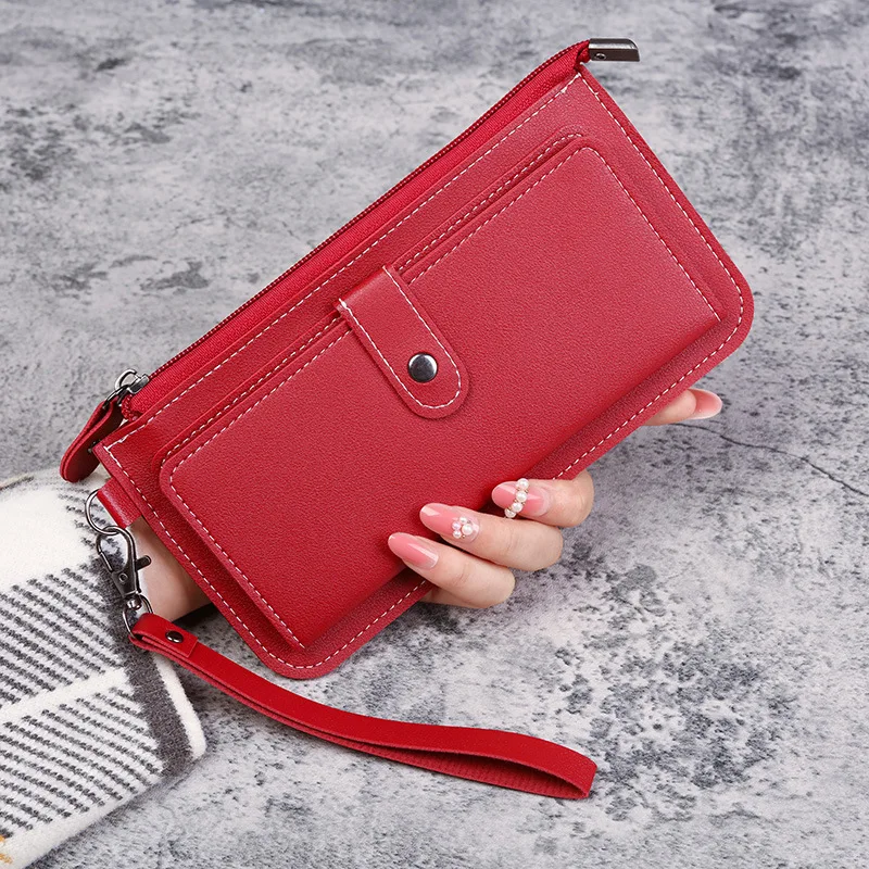 New Simplicity Solid Color Women\'s Wallet Long Multi-function Purses Zipper Buckle Girl Student Card Holder Coin Clutch