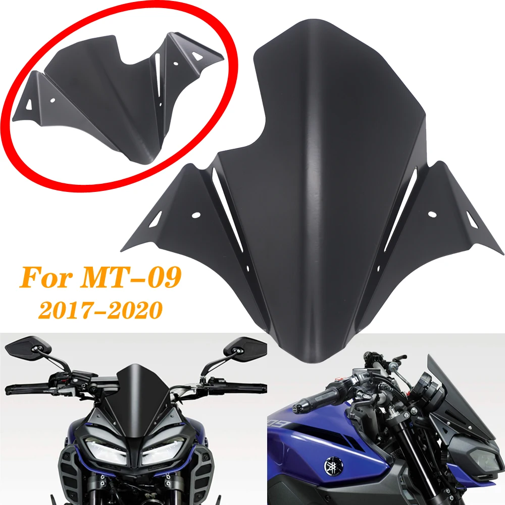 

MT 09 Motorcycle Black Wind Deflector Windscreen Windshield For Yamaha MT09 MT-09 2017 2018 2019 2020 CNC Aluminum Wind Screen