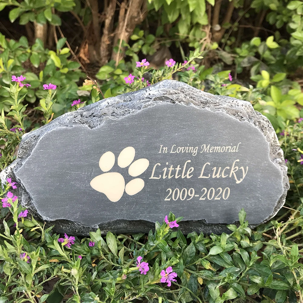 

Personalized Pet Memorial Stone Mountain Shape Pet Grave Marker Tombstone Garden Stone Customizable Name&Date For 1-24 Patterns