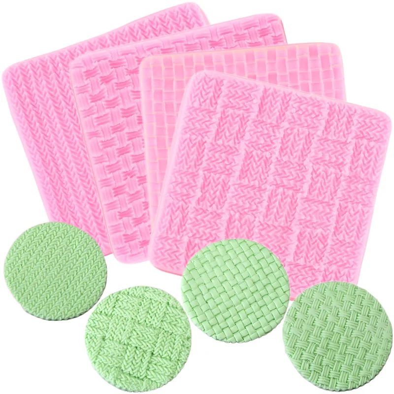 Knitting Wool Lace Pattern Fondant Silicone Molds Knit Printing Pad Texture Template Cake Decorating Kitchen Baking Tools