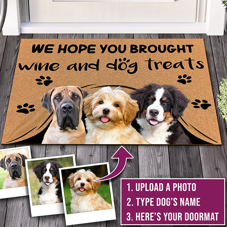 

Custom Doormat Personalized giftsText Name Pet Dog Cat Photo No Need to Knock We Know You're Here,indoor/outdoor carpet Door mat