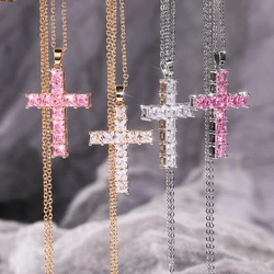 CAOSHI Aesthetic Cross Necklace for Women Charming Zirconia Trendy Party Accessories Personalized Female Jewelry Wholesale Bulk