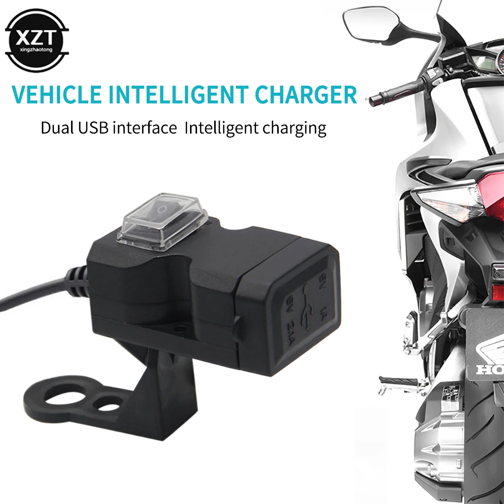 Dual Port USB Mobile Phone Charger Waterproof Motorbike Motorcycle Handlebar Charger 5V 1A/2.1A Adapter Power Supply Socket