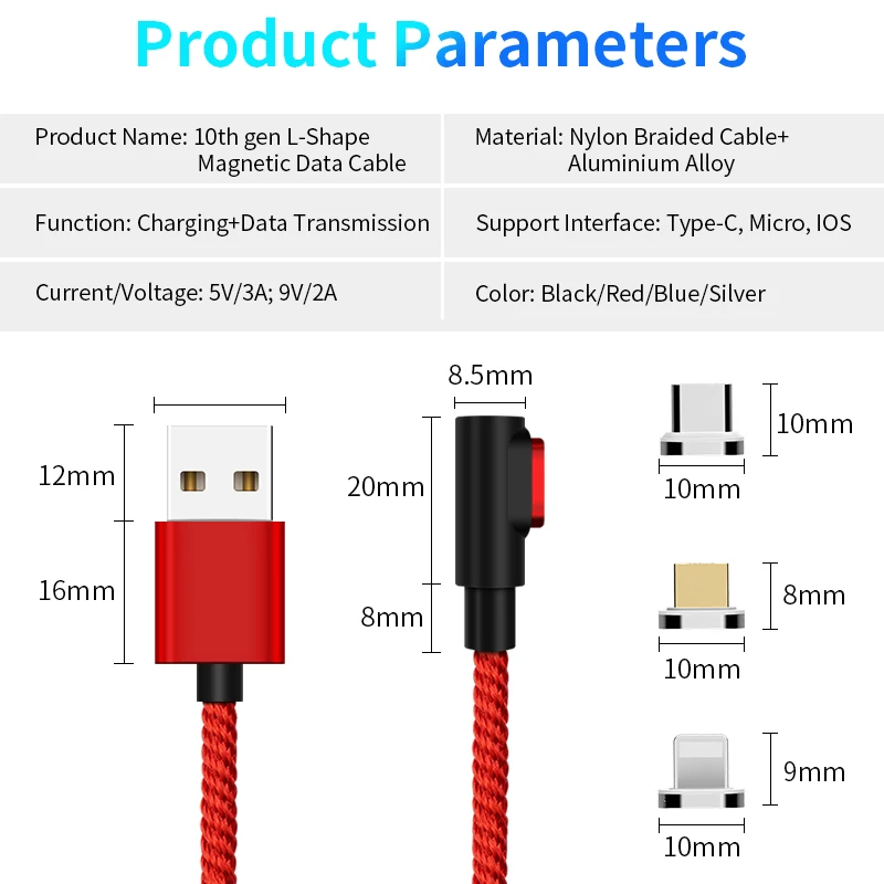 Cavo magnetico da 2M da 90 gradi LED gomito cavo USB tipo C a ricarica rapida 5A per iPhone15 Pro Max Samsung Xiaomi Huawei cavo telefonico