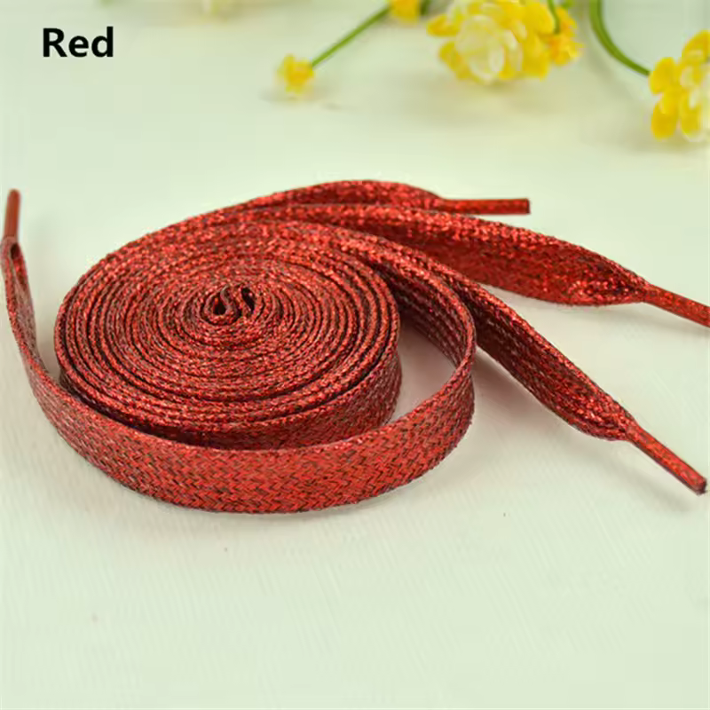 1 cm Width Colorful Lurex Shoelaces Trendy Bright Colorful Fall Winter Shoelaces Sneaker White Casual Sports Leather Shoes Laces - Image 14