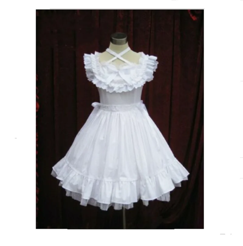 

Hot selling white cotton sissy baby maid mini dress CD / TV customization