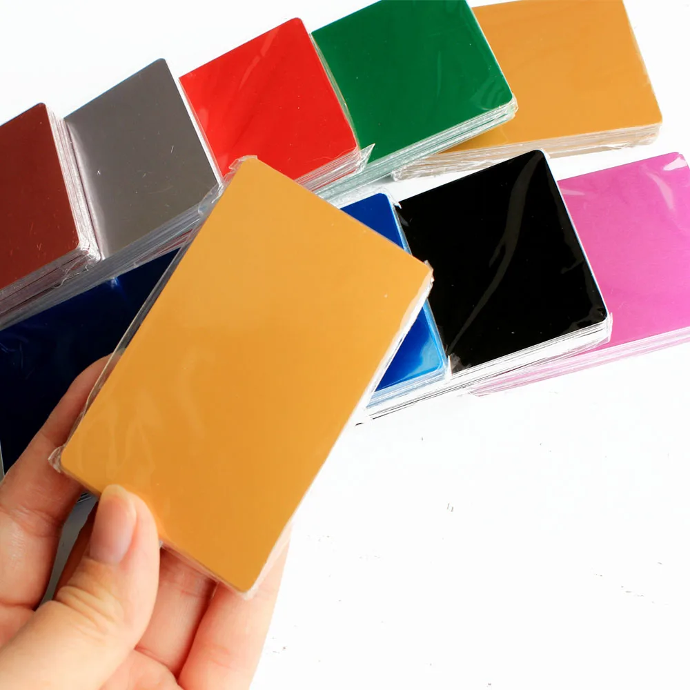 Imagem -05 - Metal Cartão de Visita 0.2 mm Espessura Liga de Alumínio Placas Cartão Faça Você Mesmo Impressão a Laser 100 Peças em Branco