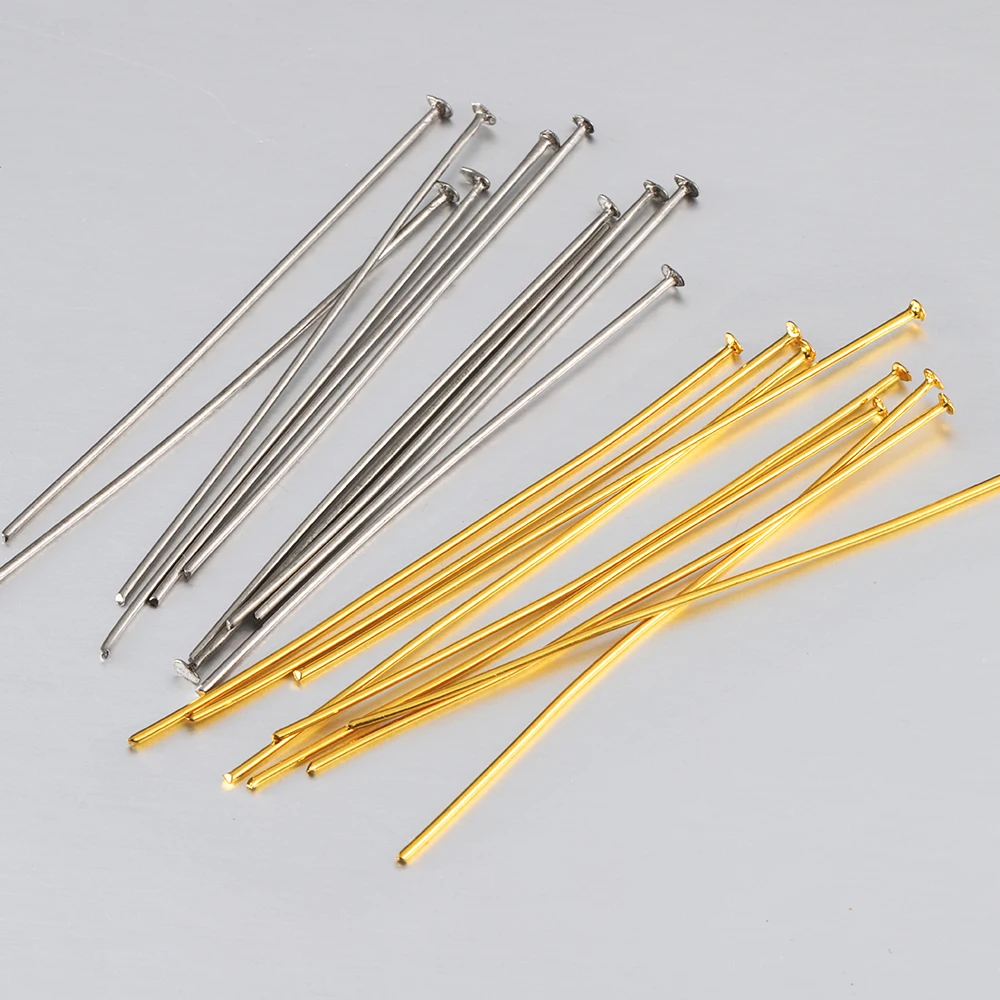 50pcs 20-50mm Stainless Steel T Shape Flat Head Pins for DIY Jewelry Making Head Pins Needlework Findings Pin Dia 0.7mm