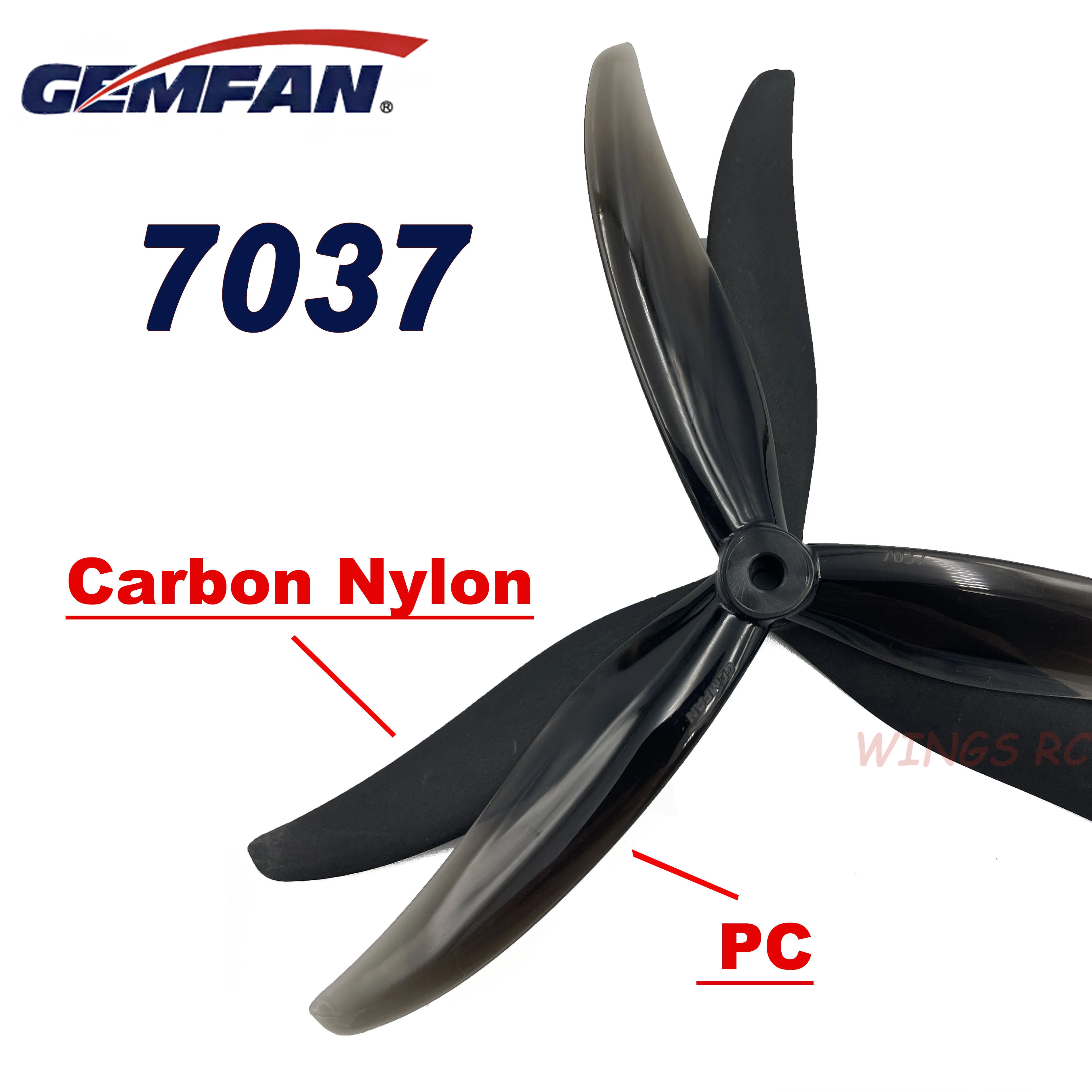 Gemfan CL 7037 7X3.7X3 3-Blade Durable PC / Black Reinforced Carbon Nylon Propeller for FPV 7inch Cinelifter MacroQuad LR7 Parts