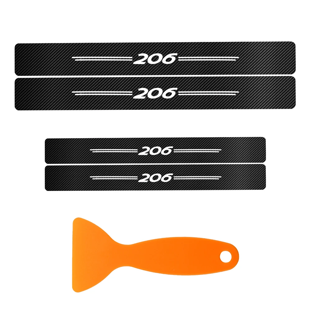 Decor Sticker Protector Strip Car Door Sill Scuff Plate For Peugeot 307 206 308 408 Accessories