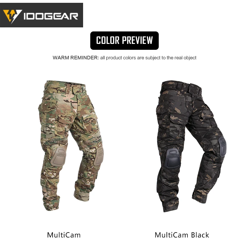 IDOGEAR Tactical G3 spodnie z ochraniacze na kolana Airsoft MultiCam CP gen3 polowanie kamuflaż czarny szybkie suche 3201