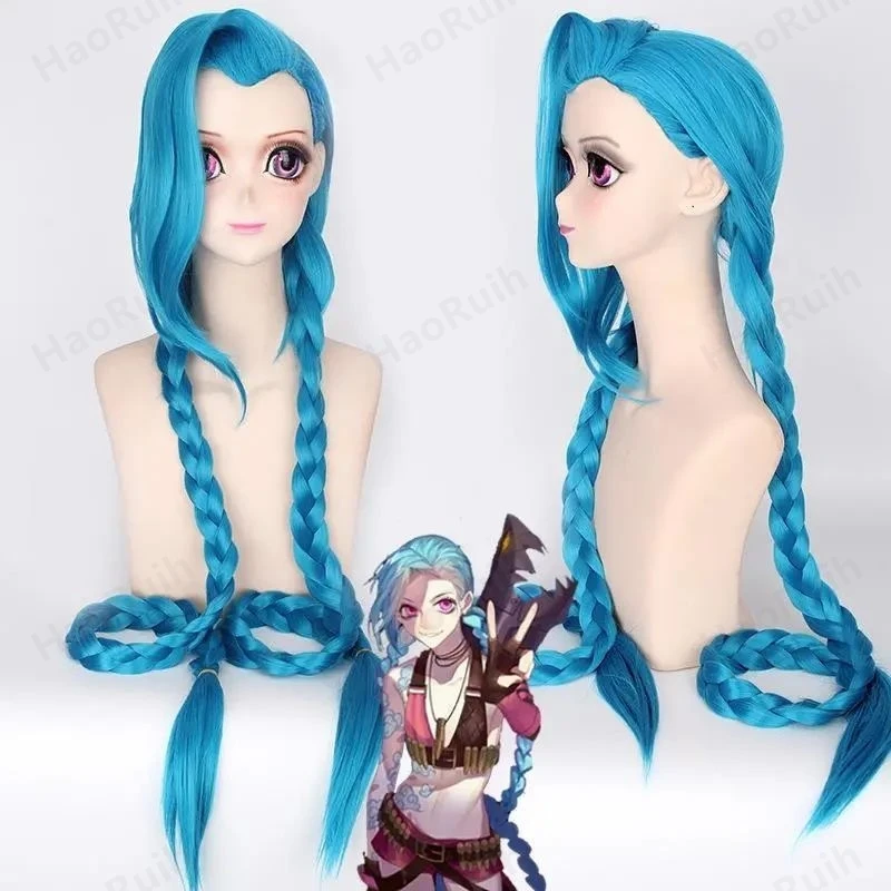 Game Anime Arcane Vi Wig LOL League of Legends Jinx Cosplay Wig Women Hair Heat Resistant Jinx Wig