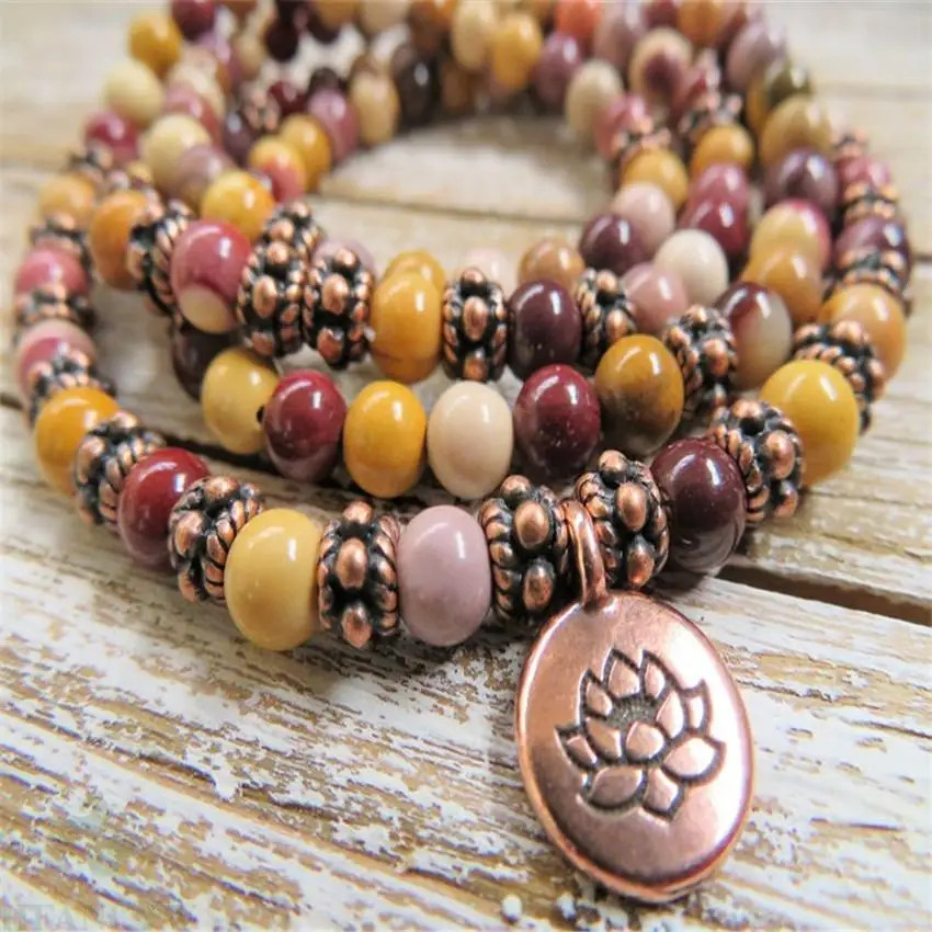 

6mm African Jasper Gemstone 108 Beads Mala Buddhist Bracelet Pray Chic Natural Sutra Energy Cheaply Classic Cuff