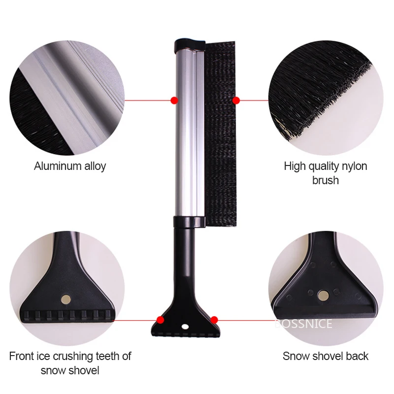 Winter Car Windshield Ice Scraper Glass Snow Brush Extendable Stainless Steel Snow Remover Cleaner Tool Broom Wash Acces