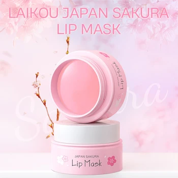 LAIKOU Cherry Blossom Lip Serum Mask Dry Crack Peeling Repair Reduce Lip Fine Lines…