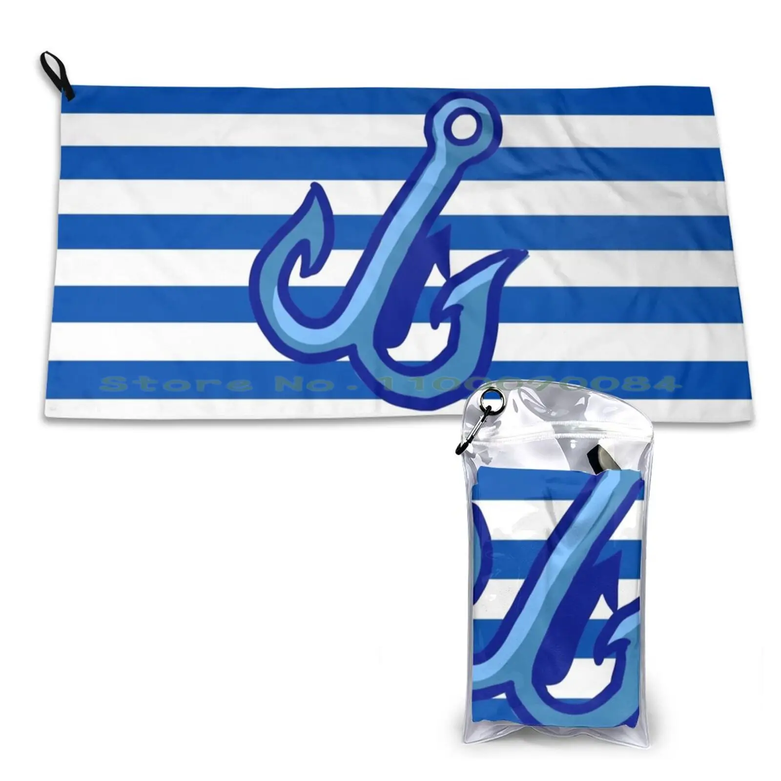 Navy Blue Stripes And Black Anchor Quick Dry Towel Gym Sports Bath Portable Tether Logo Usdt Logo Crypto Tether Crypto Usdt