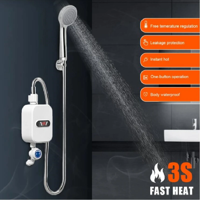 

Water Heater Shower 220V Kitchen Faucet EU Plug Electric Water Heater 3500W Digital Display For Kitchen and Bathroom