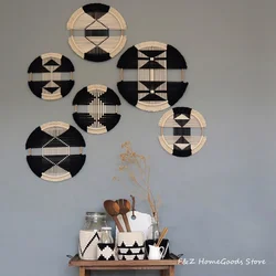 Creative Gold Hoop Round Cotton Wall Decoration Macrame Wall Hanging Tapestry Hand Woven Nordic Simple Style Room House Decor