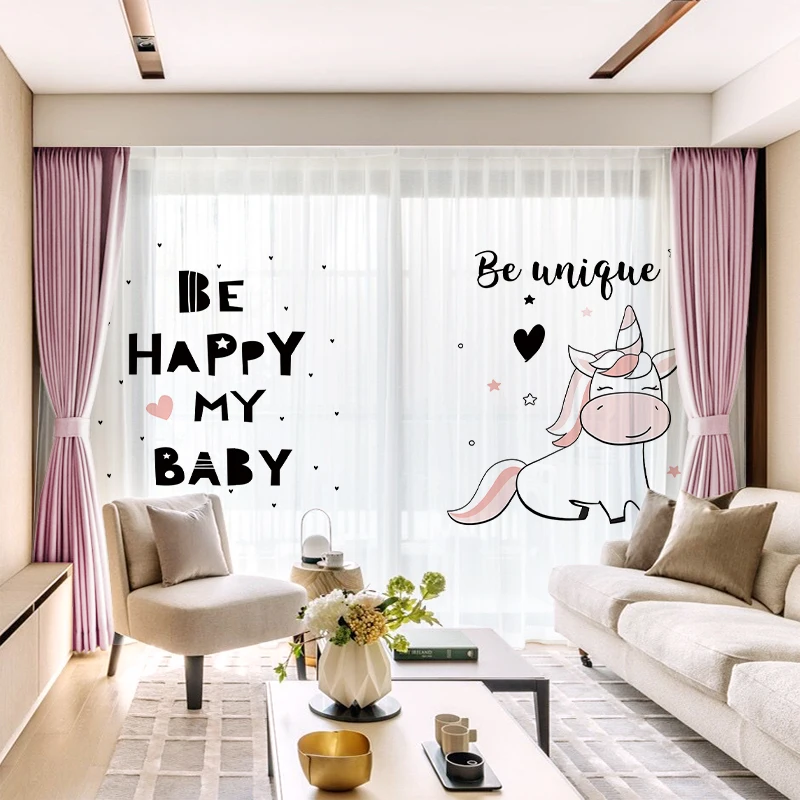 

Custom Chiffon Curtain Window Drape for Nursery Kids Children Living Room Pony Happy Baby Khaki Gray Brown Pink Blue