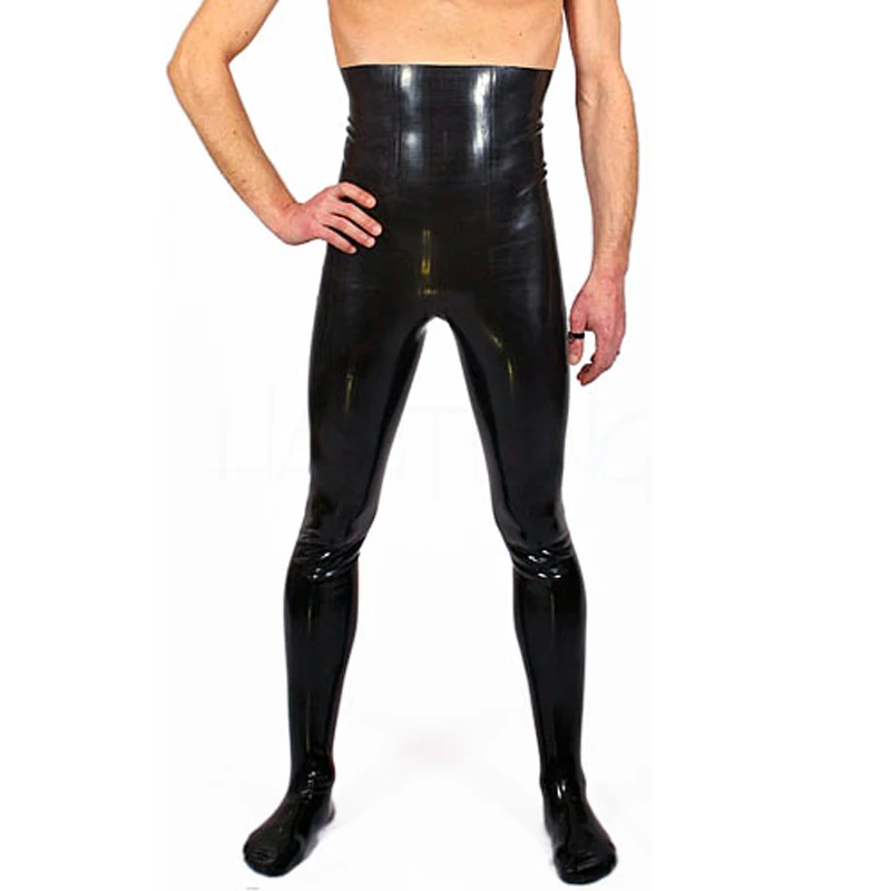 Black High Waist Sexy Latex Leggings With Feet Socks Rubber Pants Jeans Trousers Bottoms CK-0098