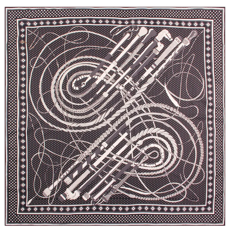 

POBING Manual Hand Rolled Twill Silk Scarf Women Geometric Belt Square Scarves Echarpes Foulards Femme Wrap Bandana Hijab 90CM