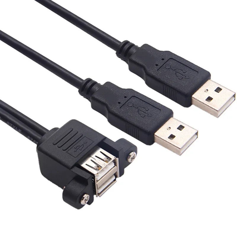 Фиксированный USB-кабель с винтовым отверстием, материнская плата, передний двойной USB 2,0 «папа»-USB «мама», USB2.0 «Папа-мама», Удлинительный кабе...