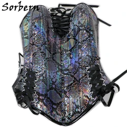Sorbern Custom Holo python Corset Women Fetish U-Shaped Cup Support Breast Steel Corset With Corset Lace Up Back Hourglass