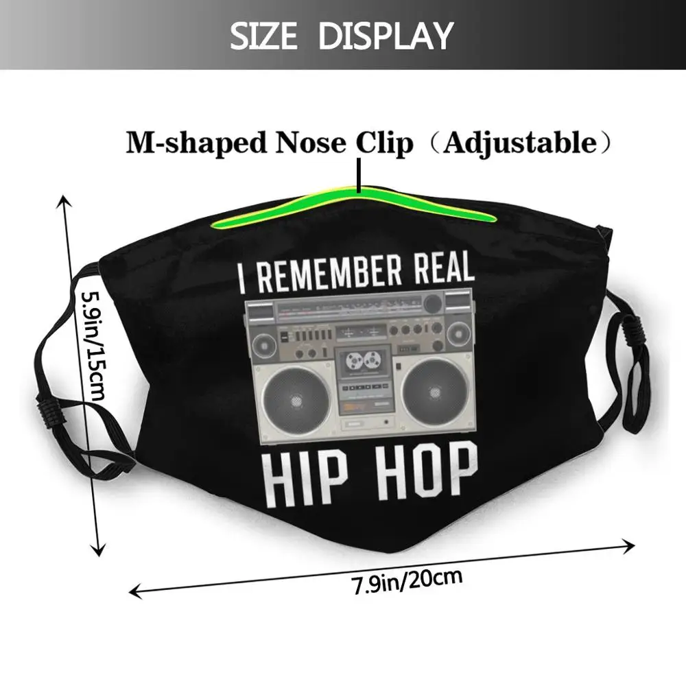 Echte Hip Hop Muziek Rap Grappige Print Herbruikbare Pm2.5 Filter Gezichtsmasker Hip Hop Nostalgische 80S Rap Rapper Hip hop Muziek Gangsta Rap