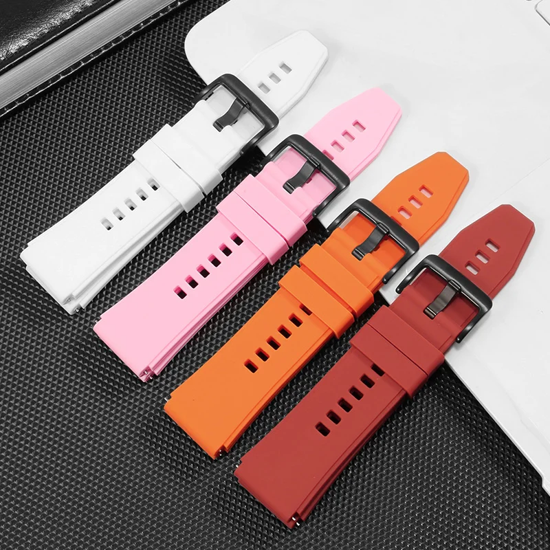 New Style Silicone Strap 22mm Black White Red Orange Bracelet For Huawei GT2 Pro Waterproof Rubber Replace Wristband