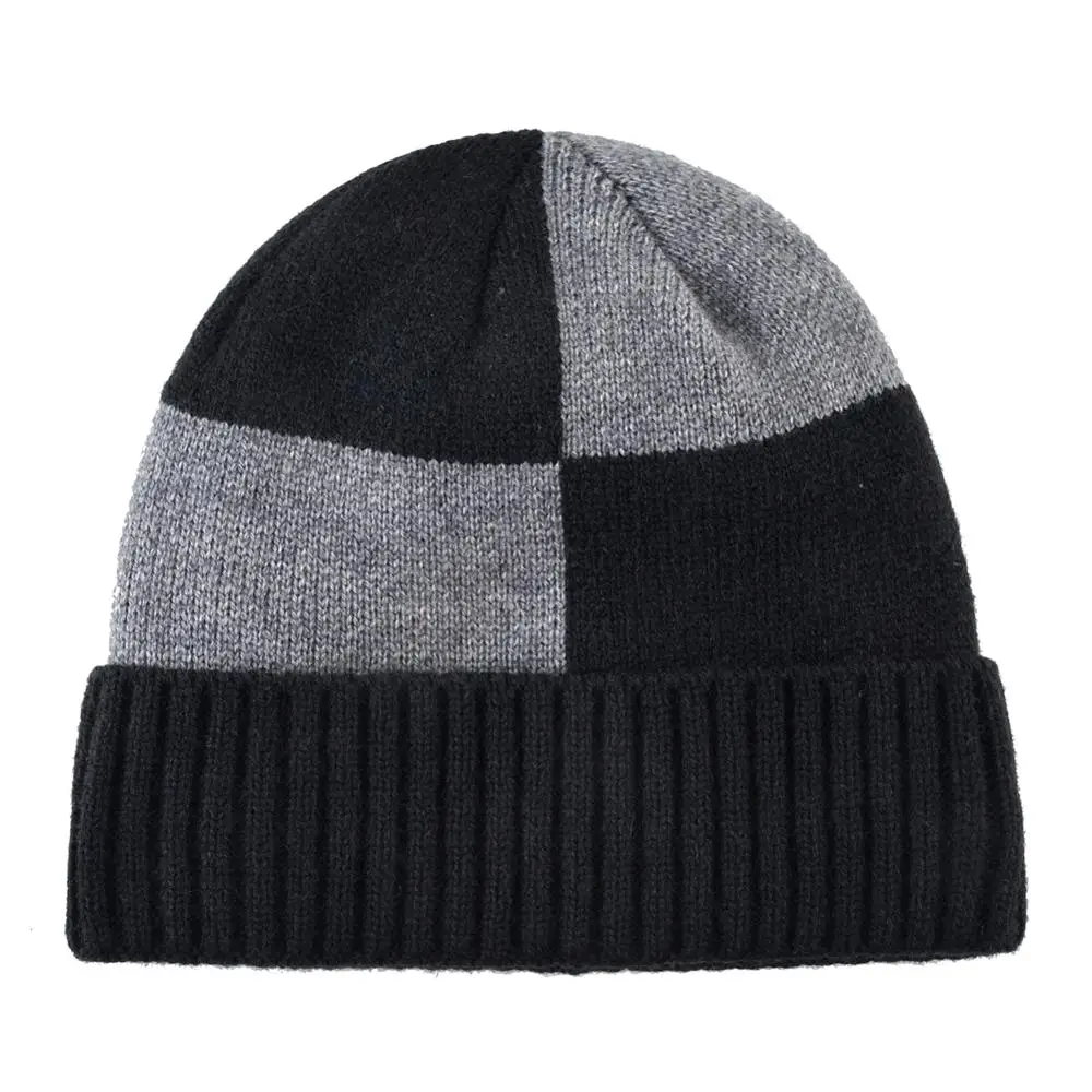 Winter Beanies Solid Color Hat men Knitted Warm Soft Beanie Double layer plus thick velvet Cap bonnet Gorro Caps For Men Women