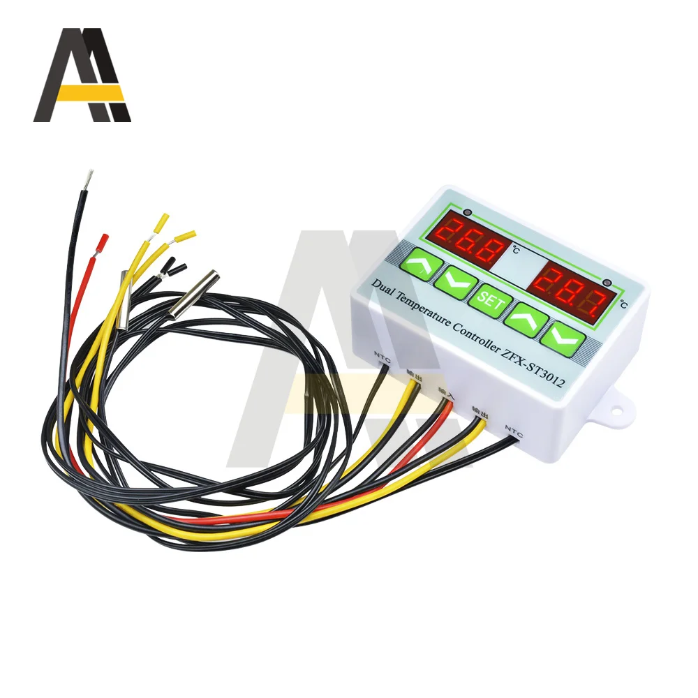 ZFX-ST3012 DC 12V/24V Temperature Controller Dual Thermostat Controller Temp Control Thermoregulator Control Module AC 110-220V