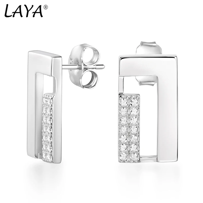 Laya 925 Sterling Sliver High Quality Zircon Individual Design Fashion Stud Earrings For Women Contracted Jewelry 2021 Trend