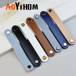 AOYIHOM Leather Drawer Shoe Cupboards Pulls Kitchen Furniture Storage Closet Handle Bedroom Dressing Table Wardrobe Door Knob