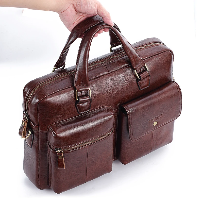 Men Genuine Leather Handbag Large Business Travel Messenger Bag Male Leather Laptop Bag Men's Documents Crossbody Shoulder Bag