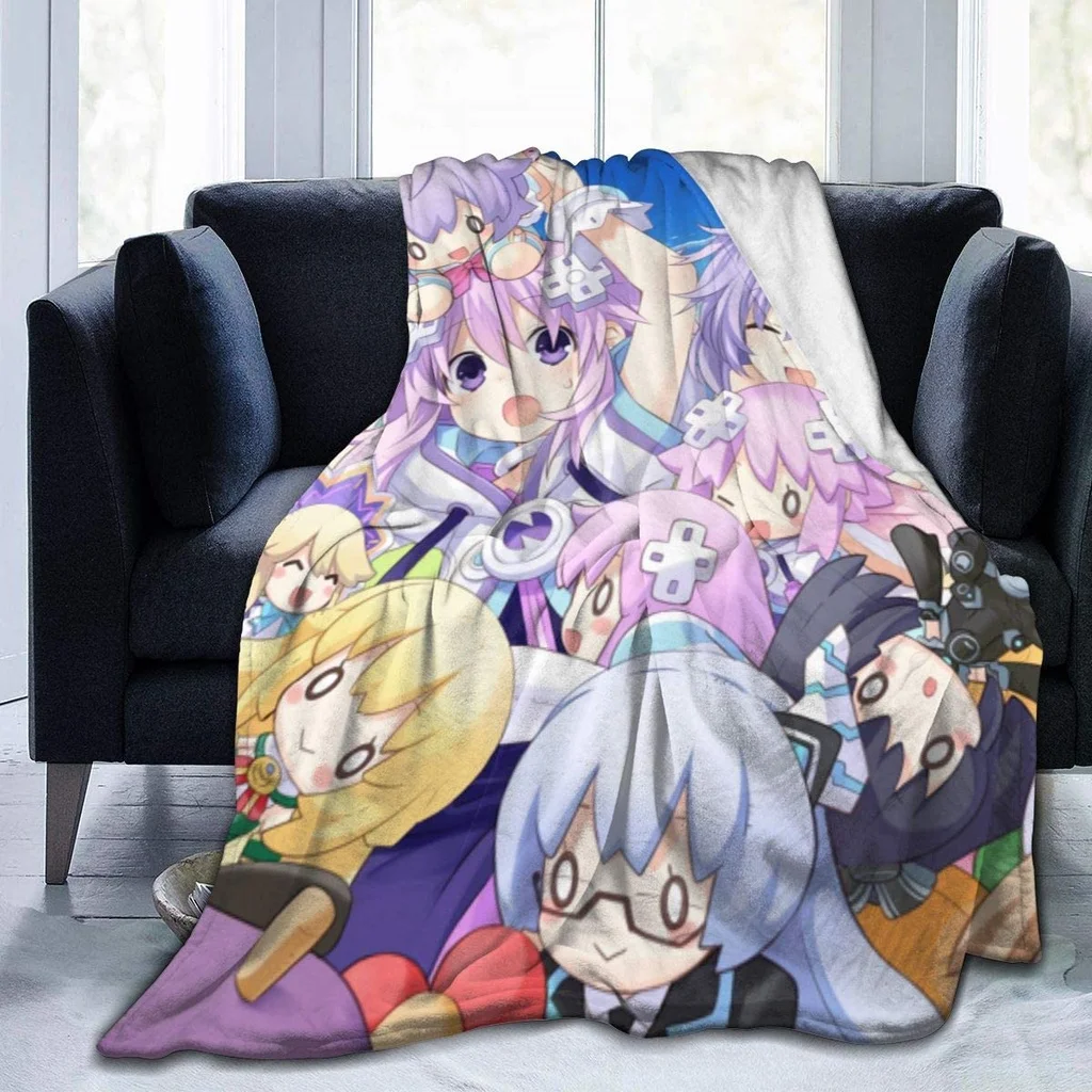 Plush Bed Lightweight Blankets Hypoallergenic Anime Girl Hyperdimension Neptunia Velvet Fluffy Kids Adults All Season