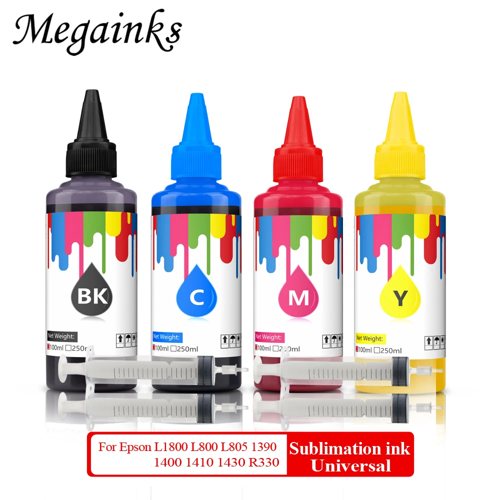 4color x 100ml sublimation ink For epson 1390 1400 1410 1430 L1800 L800 L805 R330 all desktop printer cartridge & ciss(BK C M Y)