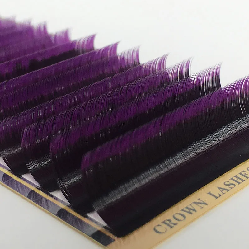 2tones Ombre Purple Volume Lash C D-0.10 0.15 7-15mm Dual Color Gradient Effect CrownLash Eyelash Extensions