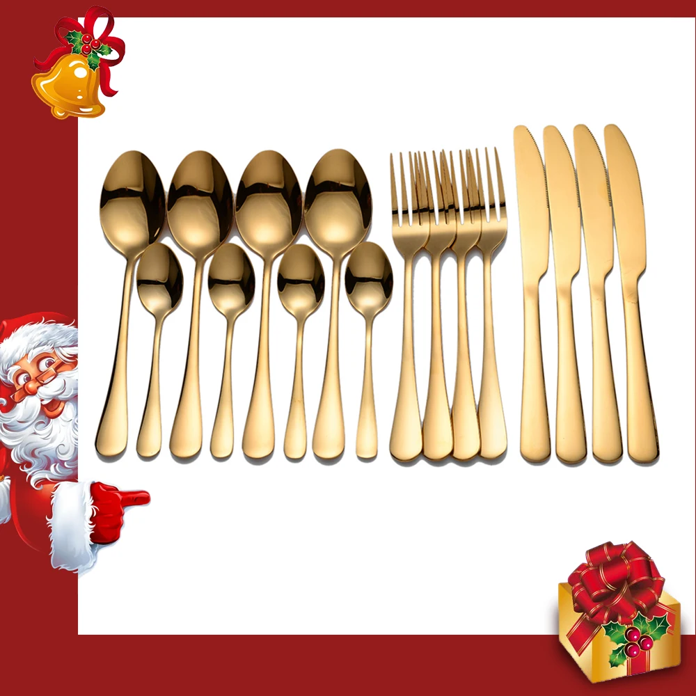 SPKLIFEY Gold Tableware Stainless Steel Cutlery Forks Knives Spoons Golden Cutlery Set Kitchen Dinner Set Fork Spoon Knife Set