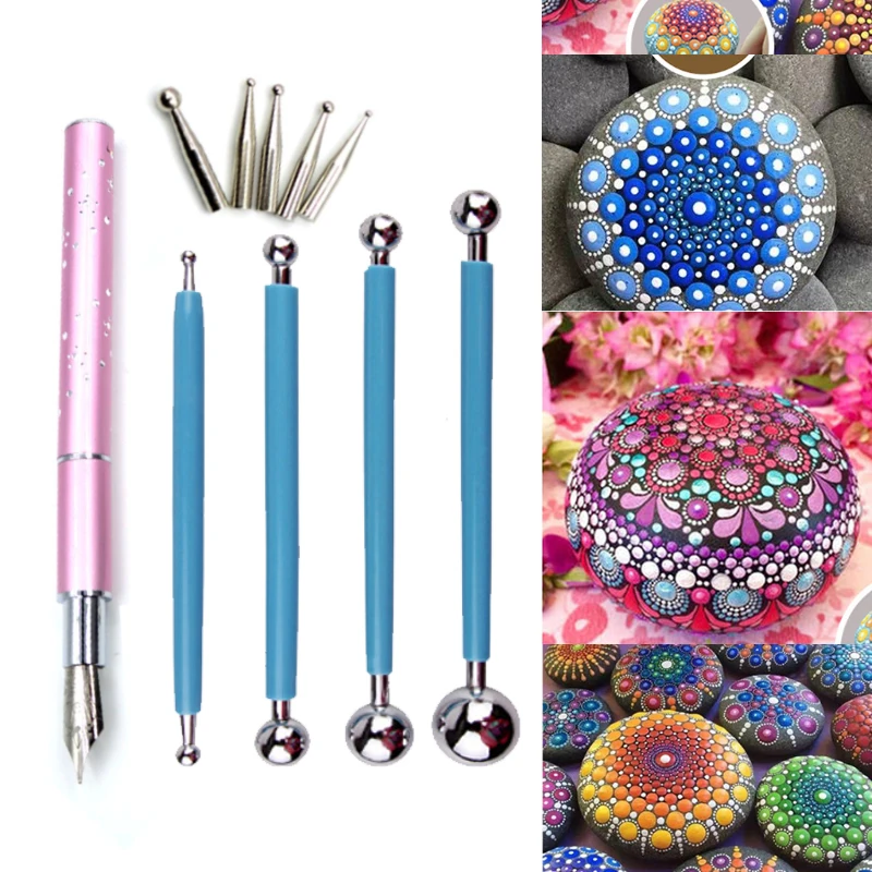 Dotting Tools Set, Ball Stylus Pens 1mm-18mm for Mandala Rock Painting, Double Ended Clay Modeling Embossing Tool for Pottery