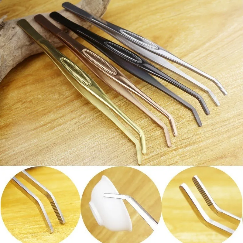 100pcs/lot High quality Silver gold Black elbow tong ornament bar long ice clip tweezers cocktail Deco tweezers Tea Clip LX3063