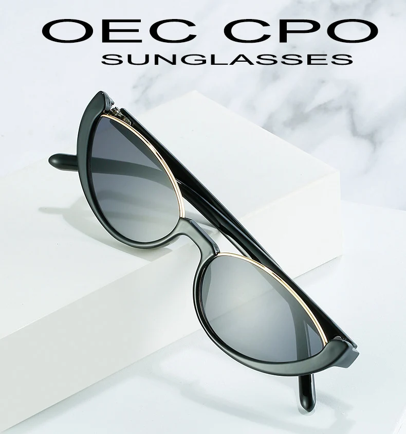 OEC CPO Kleine Rahmen Cat Eye Sonnenbrille Frauen Niet Vintage Shades Sonnenbrille Weibliche Mode Brillen Retro Brillen UV400 – Detail 1