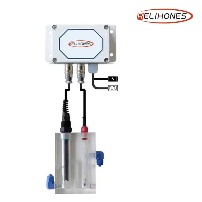 FREE CHLORINE Sensor with transmitter FCL with pH compensation Membrane type probe RS-485 MODBUS RTU 4~20mA analog real time