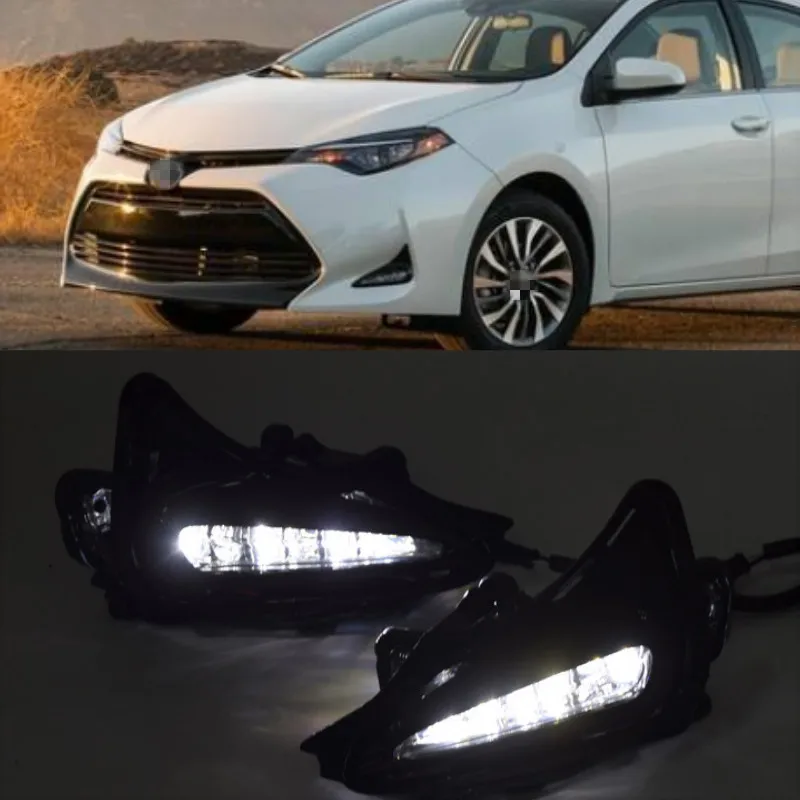 White LED DRL Daytime Running Lights Fog light Lamp For Toyota Corolla 2017 2018 17 18 Auto Car Parts Accessories