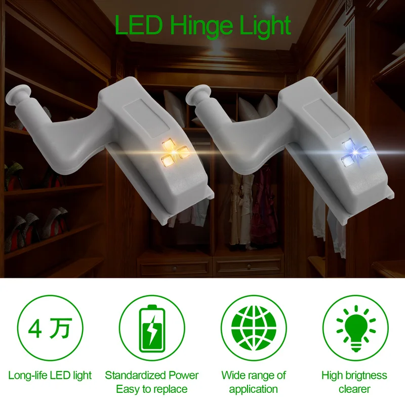 5/10pcs LED Cabinet Light Smart Touch Induction Inner Hinge Lamp Sensor Lights for Bedroom Wardrobe Kitchen Closet Night Lights