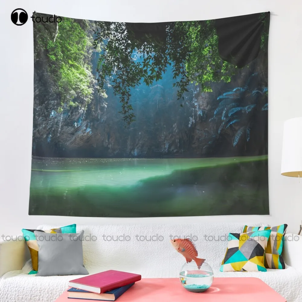 Lagoon Jungle Forest Nature Mountain Landscape Lake Water Tapestry Mens Tapestry Blanket Tapestry Bedroom Bedspread Decoration