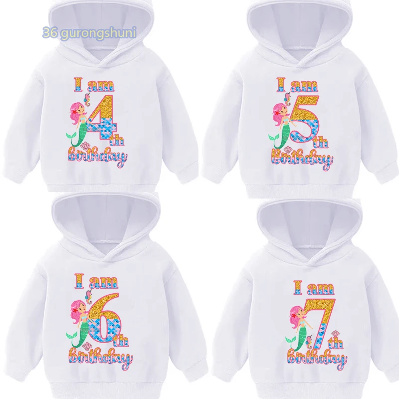 Anime I am 4 5 6 7 8 old Birthday Kids Winter Clothes For Girls Children Hoodie Boys Clothing Baby Boy Sweatshirts Girl Hoodies