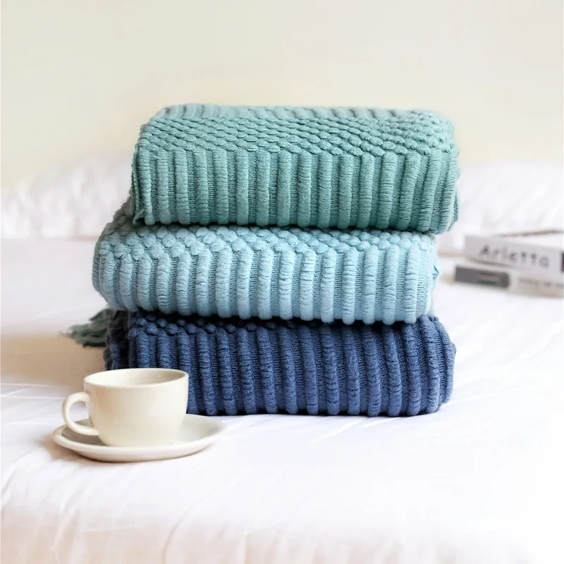 

Inyahome Home Throw Blankets for Couch Sofa Bed Decorative Knitted Blanket with Tassels Soft Lightweight Cozy Textured Blankets