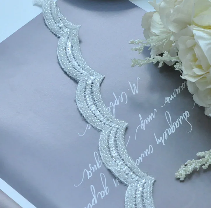 Bridal Beaded Lace Veil Headband Doll Clothes Accessories Lace (2Yard/10yards)pack