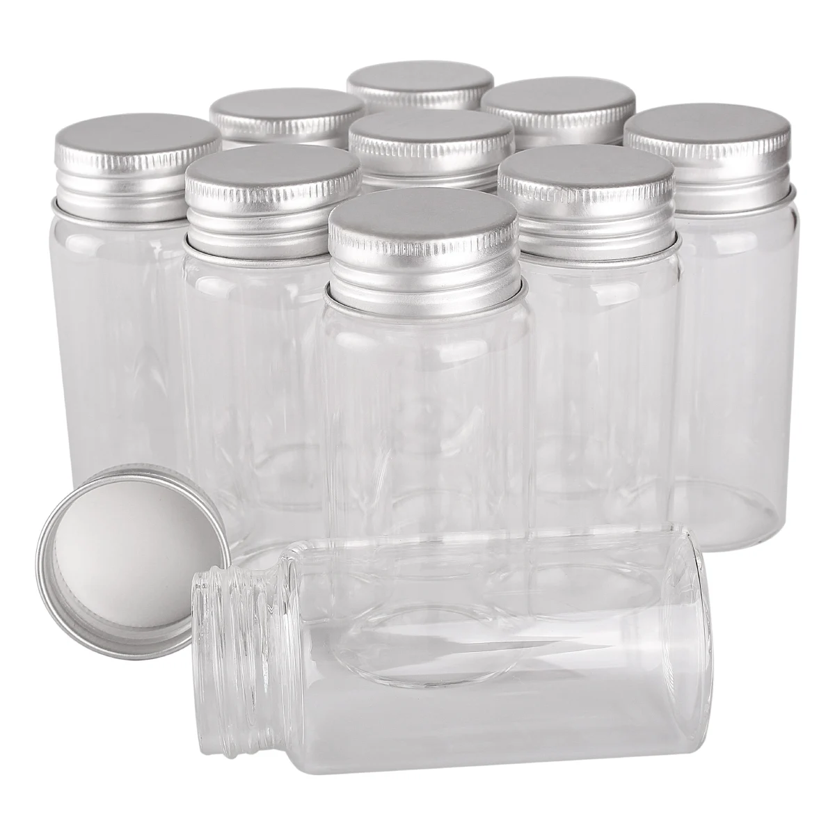 

15 pieces 60ml 37*80mm Glass Bottles with Aluminum Caps Glass Spice Bottles Glass Container Jars Vials DIY Craft for Wedding